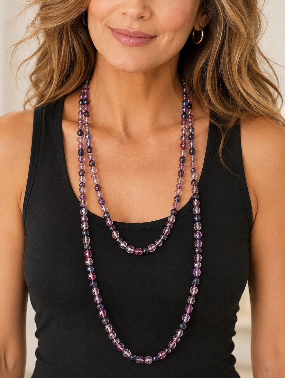 Macy's Purple‎ and Blue Glass Beaded Necklace